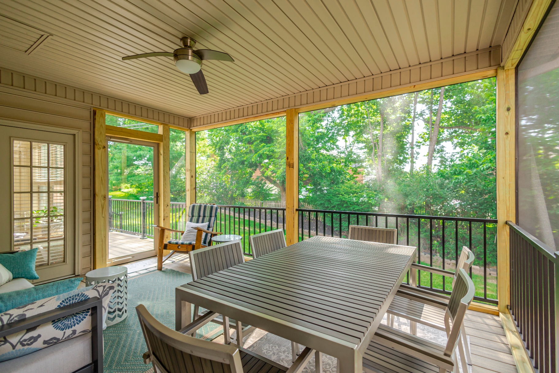 Screened porch dining interior — Old Wood Ct, Lexington, KY