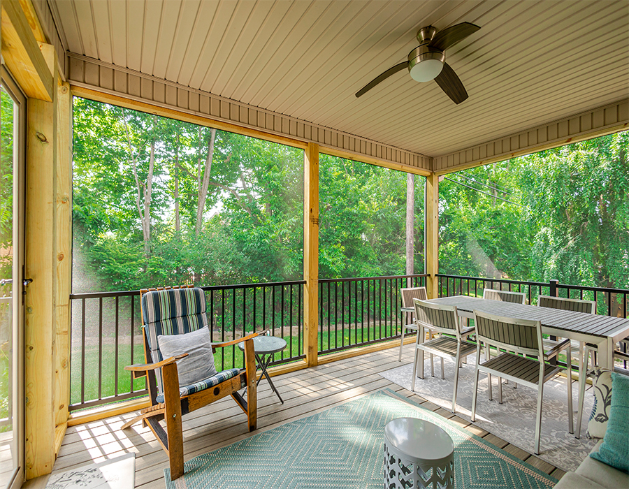 Screened covered porch interior — Old Wood Ct, Lexington, KY