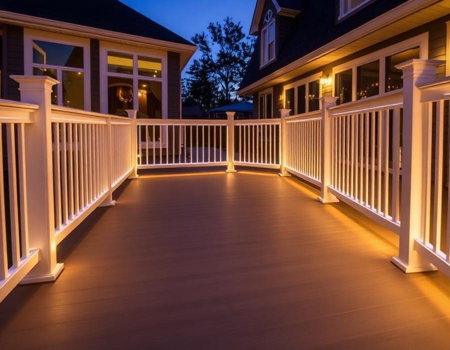 Composite deck with lighting